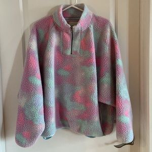 American eagle Sherpa cotton candy quarter zip cozy sweater/jacket